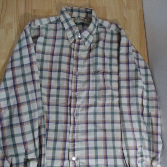 Vintage L.L. Bean Flannel Plaid Button Down Shirt - Picture 1 of 9